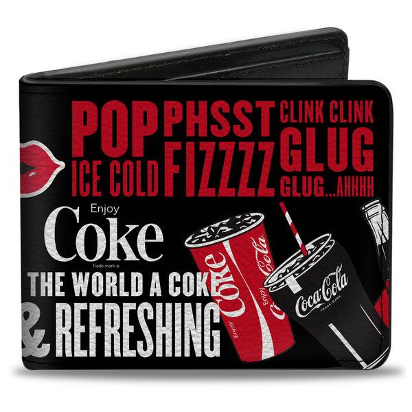 Buckle-Down Bi-Fold Wallet - Coca-Cola IT'S THE REAL THING Collage Black/Red/White
