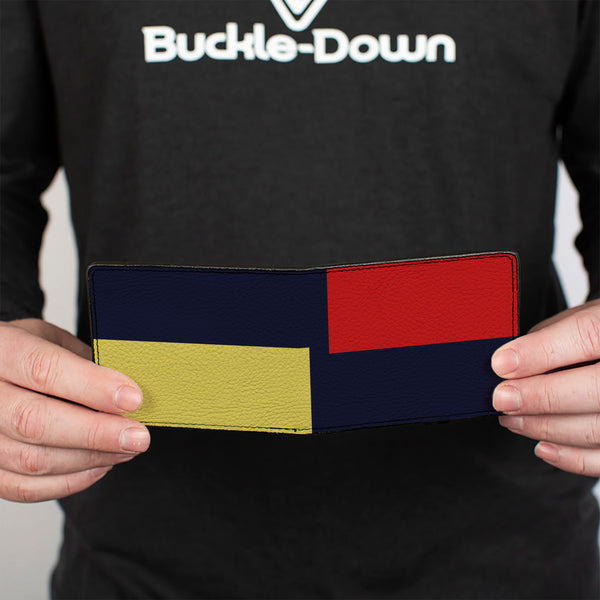 Buckle-Down Bi-Fold Wallet - Color Block Red Yellow Navy