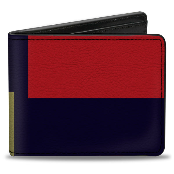 Buckle-Down Bi-Fold Wallet - Color Block Red Yellow Navy