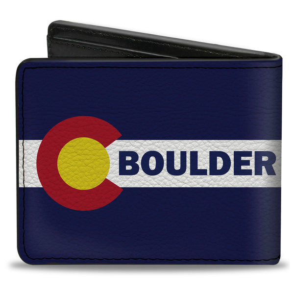Buckle-Down Bi-Fold Wallet - Colorado BOULDER Flag Blue White Red Yellow