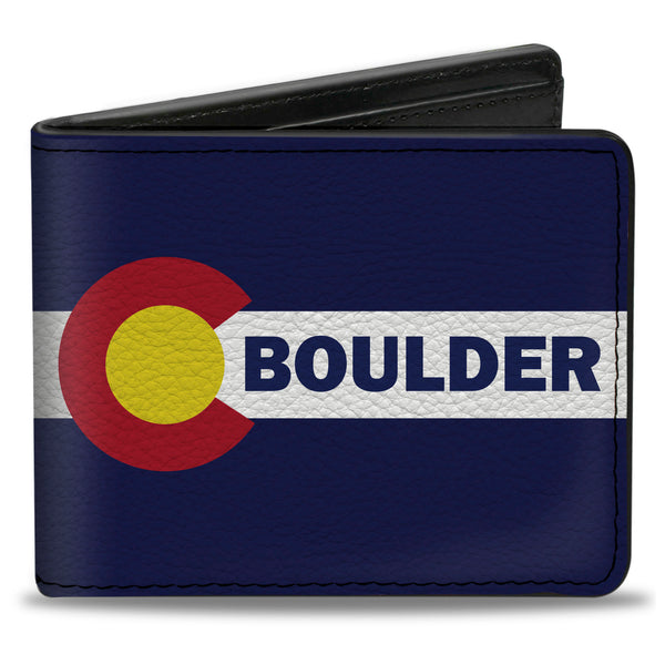 Buckle-Down Bi-Fold Wallet - Colorado BOULDER Flag Blue White Red Yellow