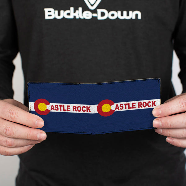 Buckle-Down Bi-Fold Wallet - Colorado CASTLE ROCK Flag Blue White Red Yellows