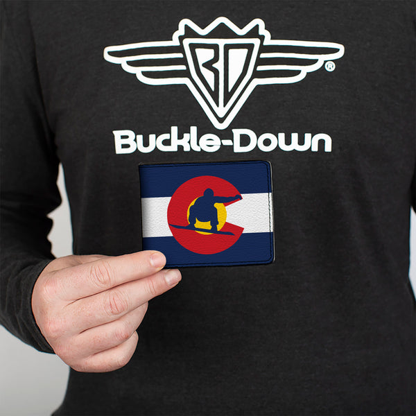 Buckle-Down Bi-Fold Wallet - Colorado Flag Snowboarder Blue White Red Yellow