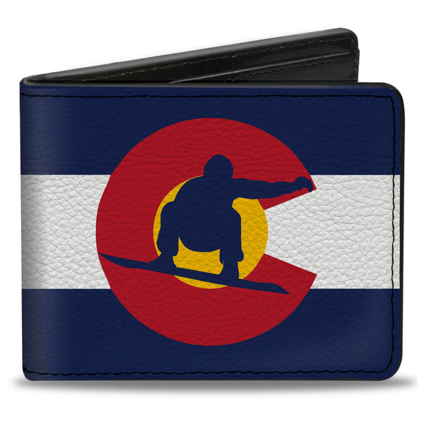 Buckle-Down Bi-Fold Wallet - Colorado Flag Snowboarder Blue White Red Yellow