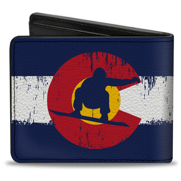 Buckle-Down Bi-Fold Wallet - Colorado Flag Snowboarder Weathered