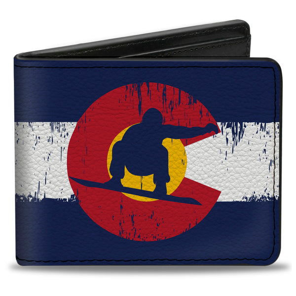 Buckle-Down Bi-Fold Wallet - Colorado Flag Snowboarder Weathered