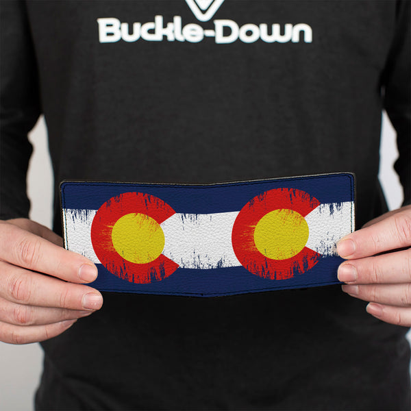 Buckle-Down Bi-Fold Wallet - Colorado Flags2 Repeat Weathered