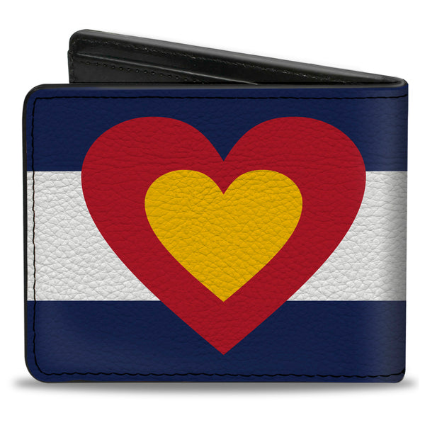 Buckle-Down Bi-Fold Wallet - Colorado Heart Blue White Red Yellow