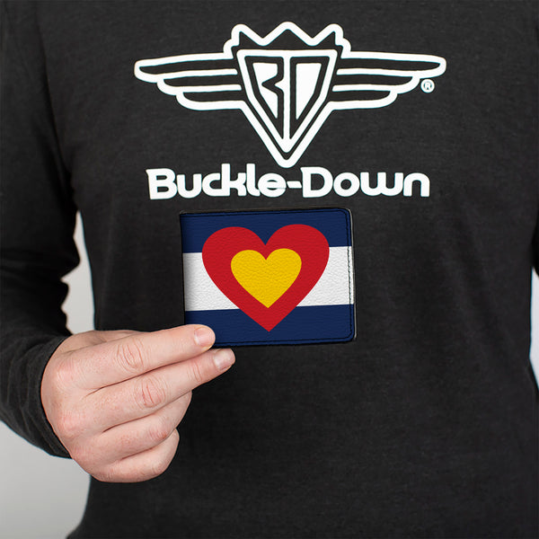 Buckle-Down Bi-Fold Wallet - Colorado Heart Blue White Red Yellow