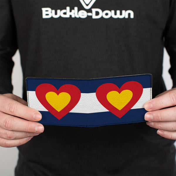 Buckle-Down Bi-Fold Wallet - Colorado Heart Blue White Red Yellow