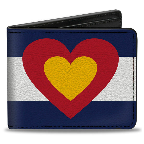 Buckle-Down Bi-Fold Wallet - Colorado Heart Blue White Red Yellow