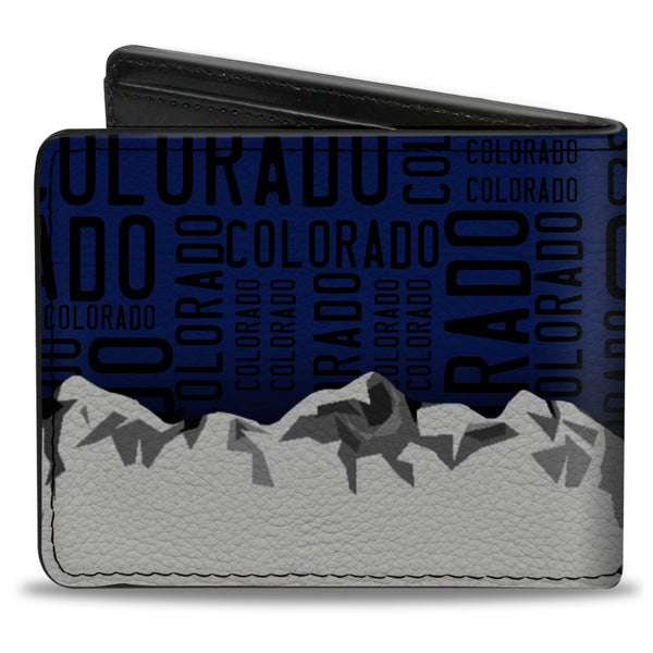 Buckle-Down Bi-Fold Wallet - Colorado Logo Mountains Text Blue Black