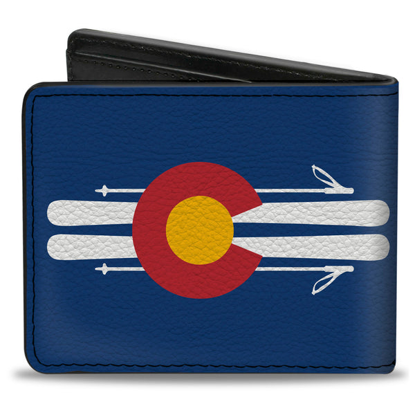 Buckle-Down Bi-Fold Wallet - Colorado Logo Skis Blue White Red Yellow