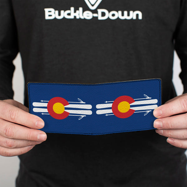 Buckle-Down Bi-Fold Wallet - Colorado Logo Skis Blue White Red Yellow