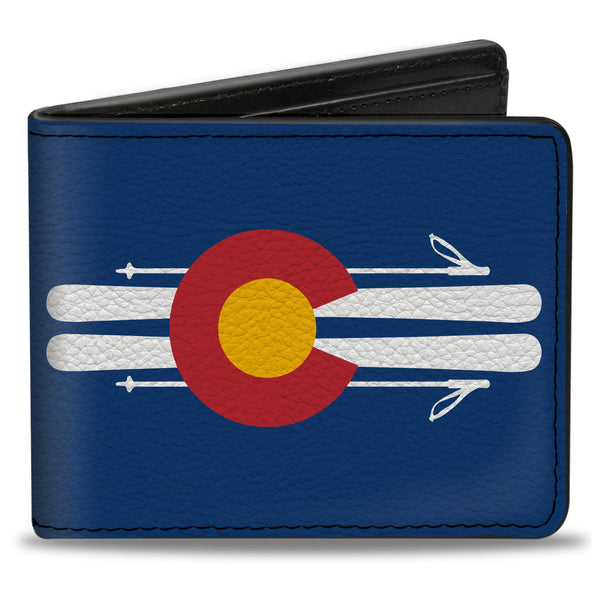 Buckle-Down Bi-Fold Wallet - Colorado Logo Skis Blue White Red Yellow