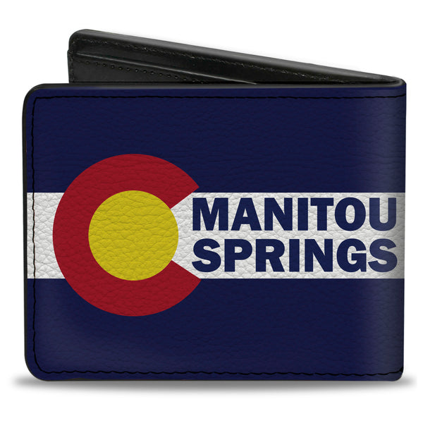 Buckle-Down Bi-Fold Wallet - Colorado MANITOU SPRINGS Flag Blue White Red Yellow