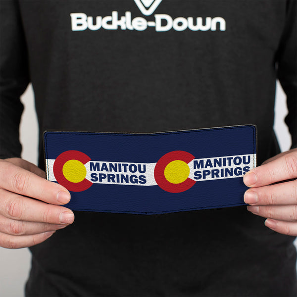 Buckle-Down Bi-Fold Wallet - Colorado MANITOU SPRINGS Flag Blue White Red Yellow