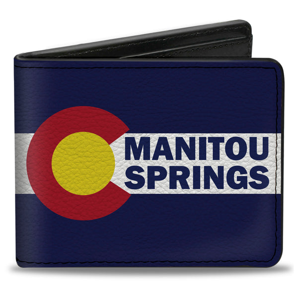 Buckle-Down Bi-Fold Wallet - Colorado MANITOU SPRINGS Flag Blue White Red Yellow