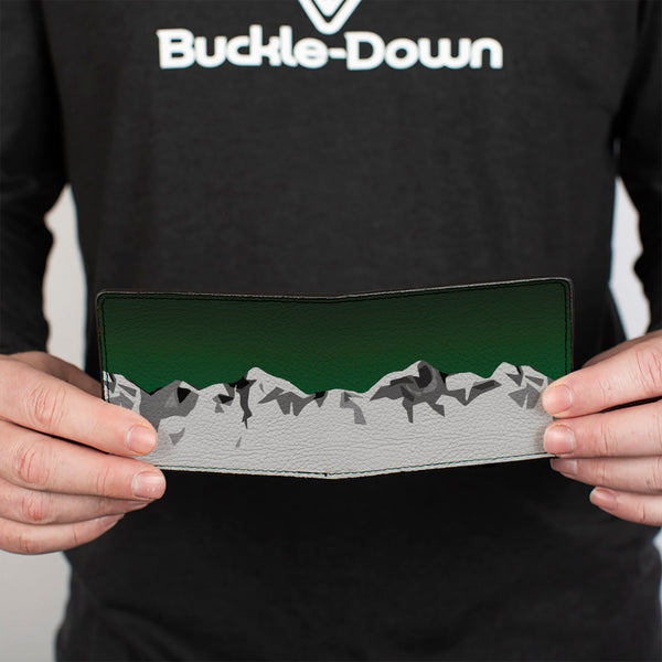 Buckle-Down Bi-Fold Wallet - Colorado Mountains Green Grays
