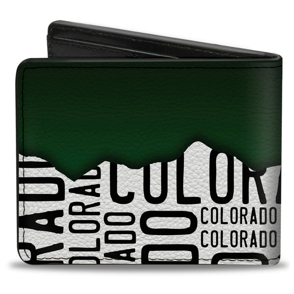 Buckle-Down Bi-Fold Wallet - Colorado Mountains Green White Black Text
