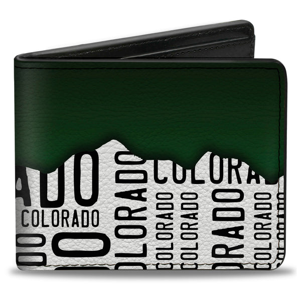 Buckle-Down Bi-Fold Wallet - Colorado Mountains Green White Black Text