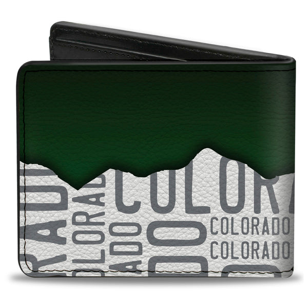 Buckle-Down Bi-Fold Wallet - Colorado Mountains Green White Gray Text
