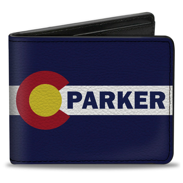 Buckle-Down Bi-Fold Wallet - Colorado PARKER Flag Blue White Red Yellow