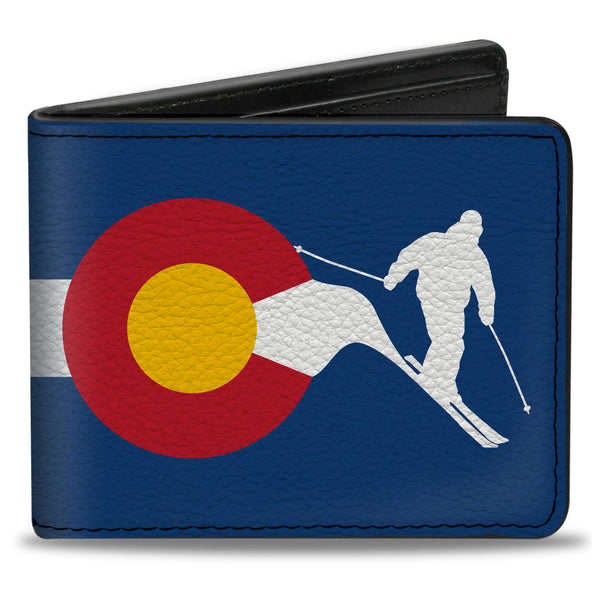 Buckle-Down Bi-Fold Wallet - Colorado Skier2 Blue White Red Yellow