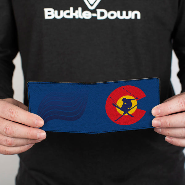 Buckle-Down Bi-Fold Wallet - Colorado Skier3 Blues Red Yellow