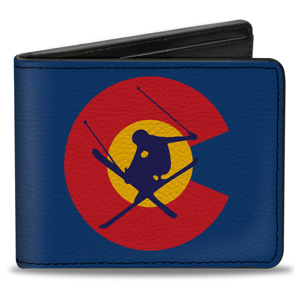 Buckle-Down Bi-Fold Wallet - Colorado Skier3 Blues Red Yellow