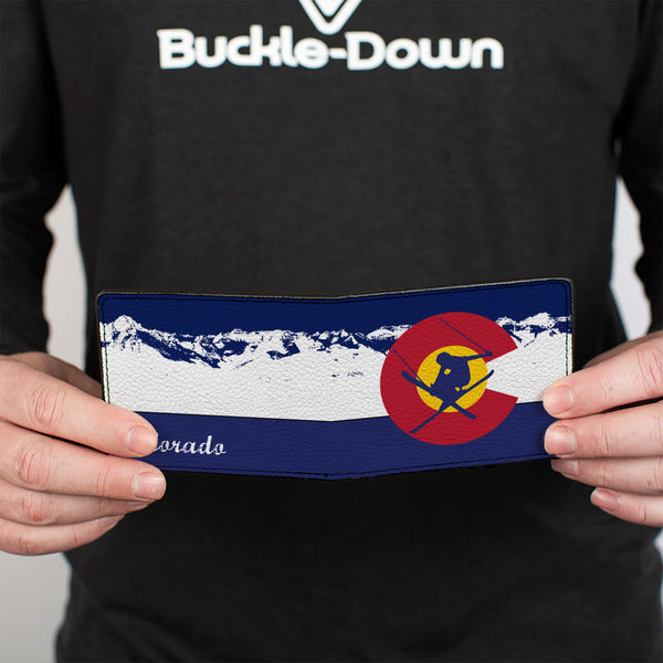 Buckle-Down Bi-Fold Wallet - Colorado Skier4 Mountains Blues White