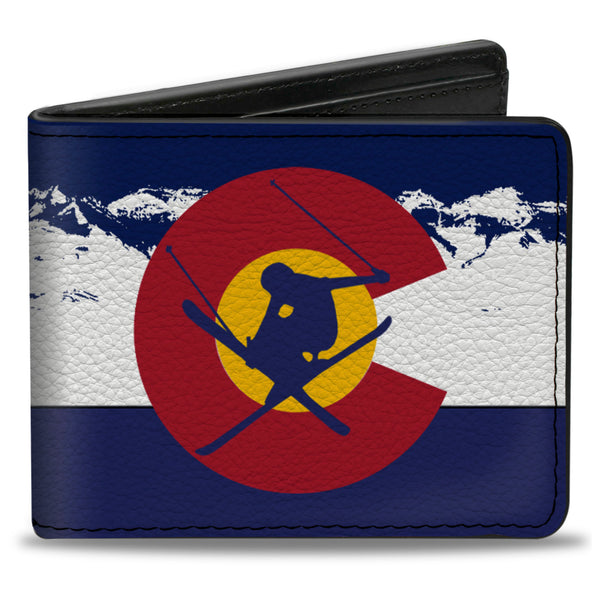 Buckle-Down Bi-Fold Wallet - Colorado Skier4 Mountains Blues White