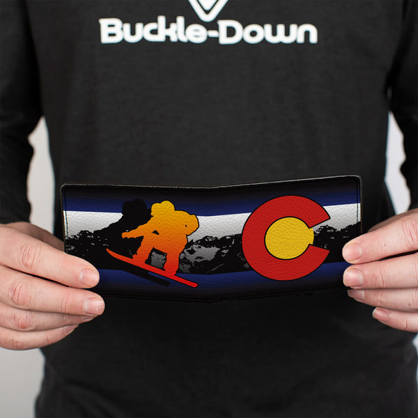 Buckle-Down Bi-Fold Wallet - Colorado Snowboarder3 Orange Mountains