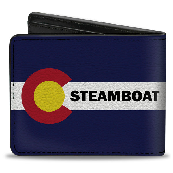 Buckle-Down Bi-Fold Wallet - Colorado STEAMBOAT Flag Blue White Red Yellow