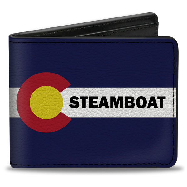 Buckle-Down Bi-Fold Wallet - Colorado STEAMBOAT Flag Blue White Red Yellow