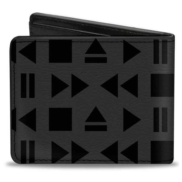 Buckle-Down Bi-Fold Wallet - Control Buttons Black Gray
