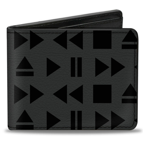 Buckle-Down Bi-Fold Wallet - Control Buttons Black Gray