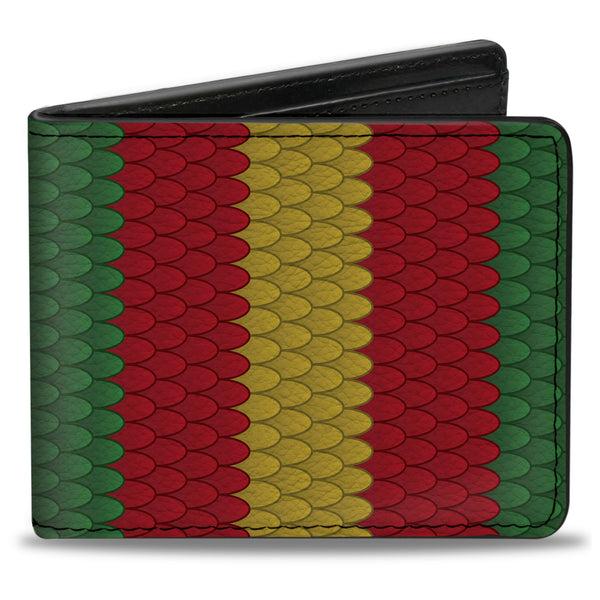 Buckle-Down Bi-Fold Wallet - Coral Snake Stripe Green Red Gold