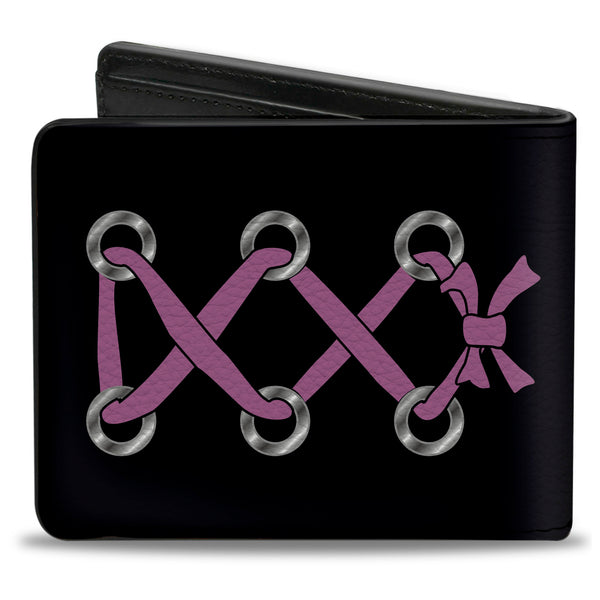 Buckle-Down Bi-Fold Wallet - Corset Lace Up Black Fuchsia