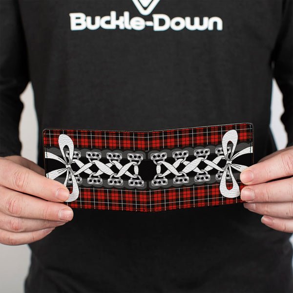 Buckle-Down Bi-Fold Wallet - Corset Lace Up W Bow Red Plaid Black