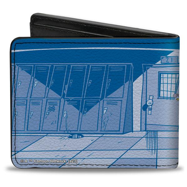 Buckle-Down Bi-Fold Wallet - COW AND CHICKEN With Red Guy Running Pose And Title Logo Blues