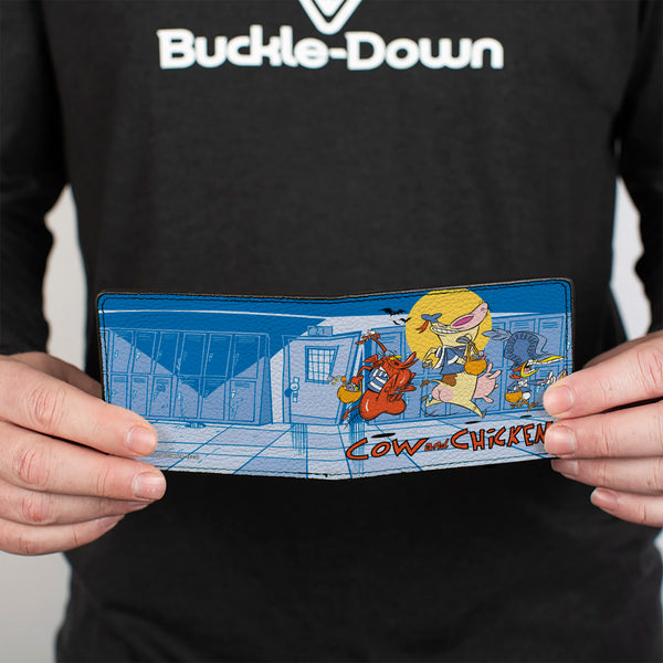 Buckle-Down Bi-Fold Wallet - COW AND CHICKEN With Red Guy Running Pose And Title Logo Blues