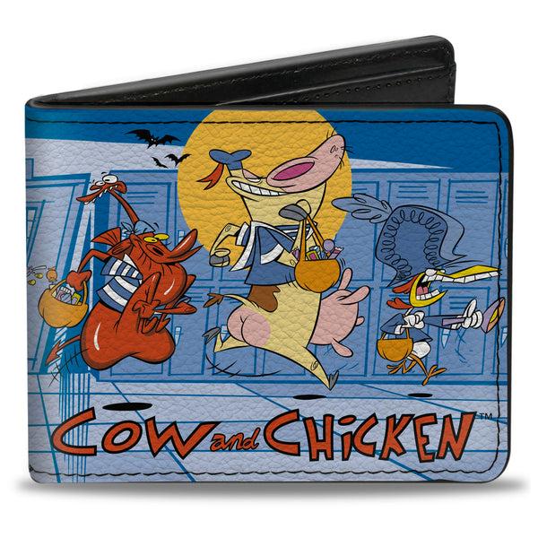 Buckle-Down Bi-Fold Wallet - COW AND CHICKEN with Red Guy Running Pose and Title Logo Blues