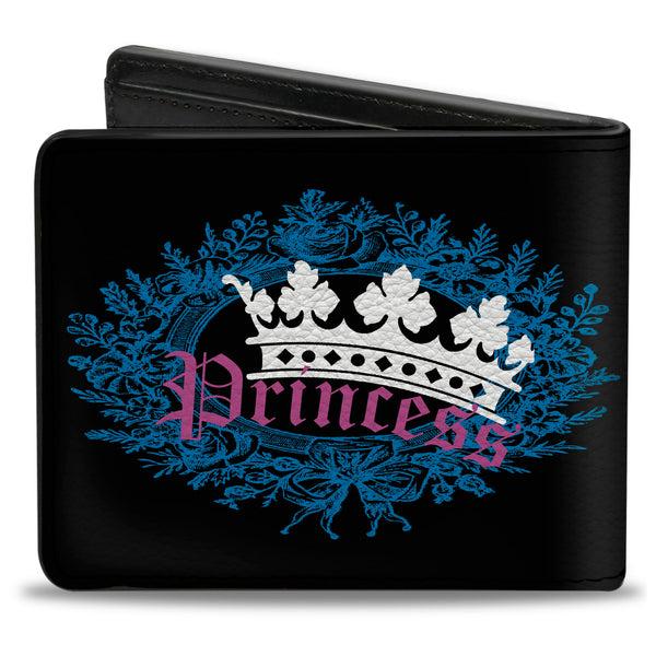 Buckle-Down Bi-Fold Wallet - Crown Princess Oval Black Turquoise