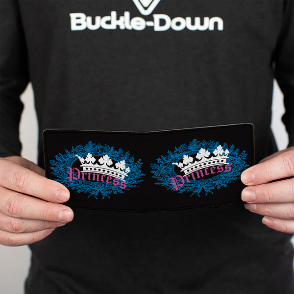 Buckle-Down Bi-Fold Wallet - Crown Princess Oval Black Turquoise
