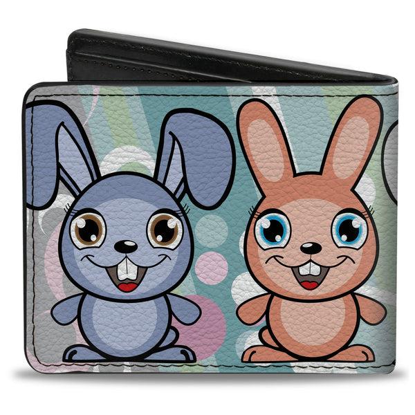 Buckle-Down Bi-Fold Wallet - Cute Bunnies Multi Pastel