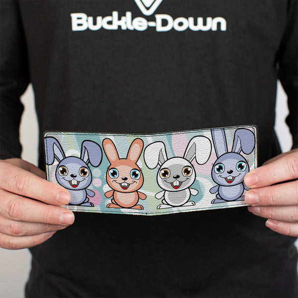 Buckle-Down Bi-Fold Wallet - Cute Bunnies Multi Pastel