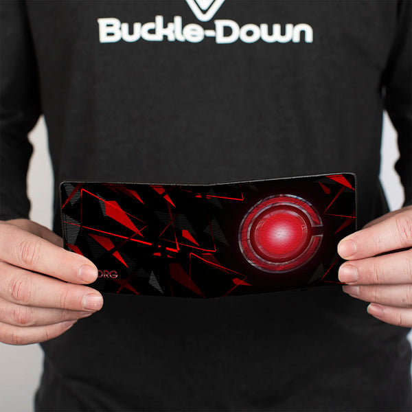 Buckle-Down Bi-Fold Wallet - CYBORG C Icon + Text Abstract Black Reds Grays