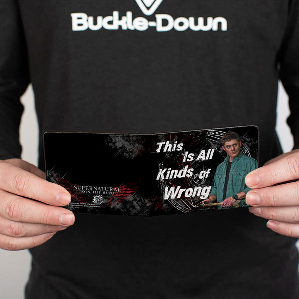 Buckle-Down Bi-Fold Wallet - Dean Pose1 THIS IS ALL KINDS OF WRONG + SUPERNATURAL Black Grays Red White