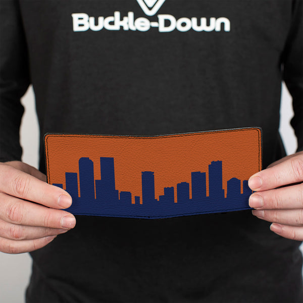 Buckle-Down Bi-Fold Wallet - Denver Solid Skyline Orange Navy